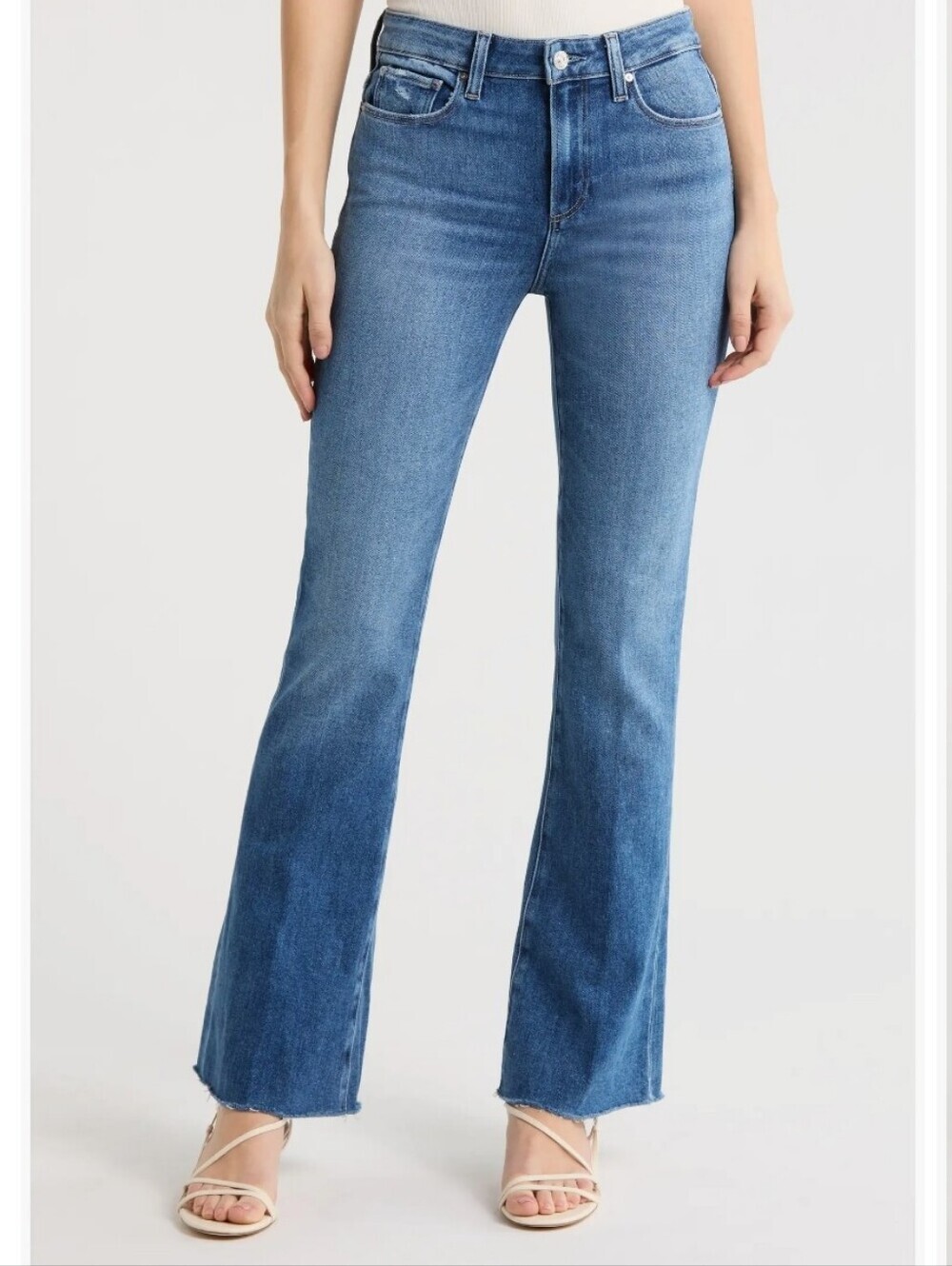 Paige Laurel Canyon Raw Hem High Waist Bootcut Jeans Size 16W